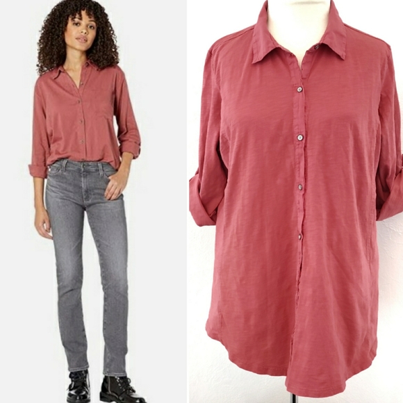 J. Jill Tops - J JILL Knit Button Down Knit Cotton Brick Red